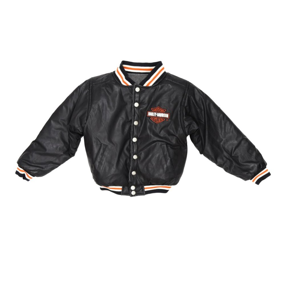 Harley Davidson Black Reversible Varsity Jacket 7y